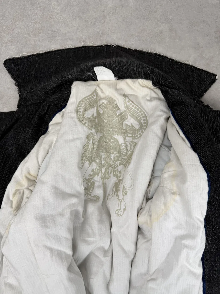 AW2004 Gianfranco Ferré Navy Velvet Officer Jacket - Image 10