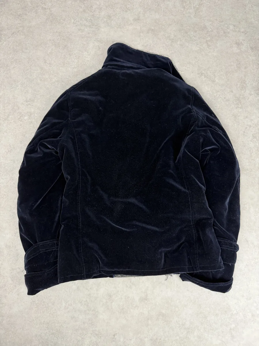 AW2004 Gianfranco Ferré Navy Velvet Officer Jacket - Image 3