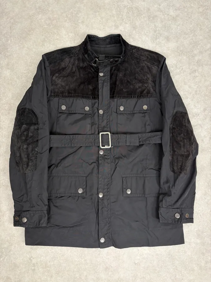 AW2004 Gucci Suede Leather Hybrid Black Parka Jacket by Tom Ford