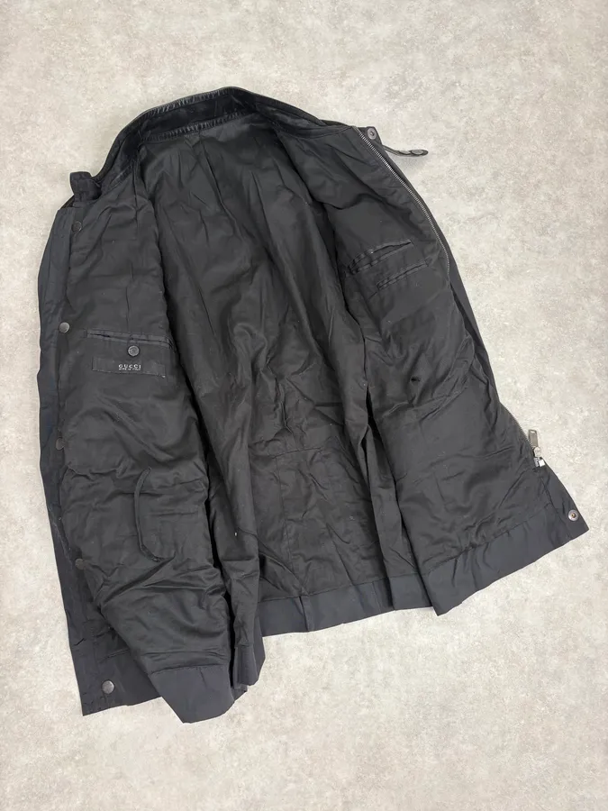 AW2004 Gucci Suede Leather Hybrid Black Parka Jacket by Tom Ford - Image 7