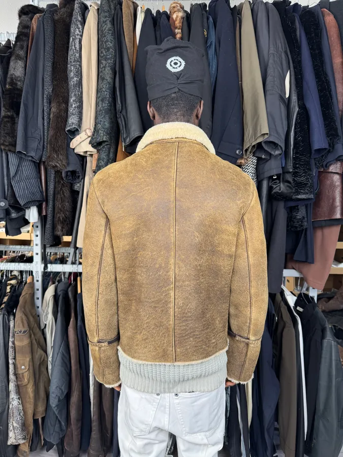 AW2004 Prada Brown Premium Shearling Leather Jacket - Image 3