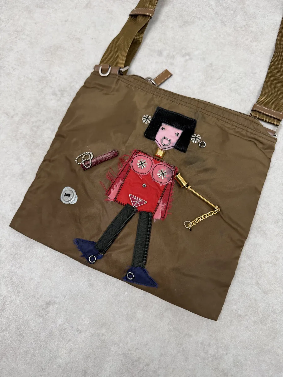 AW2004 Prada Humanoid Brown Nylon Shoulder Bag - Image 11