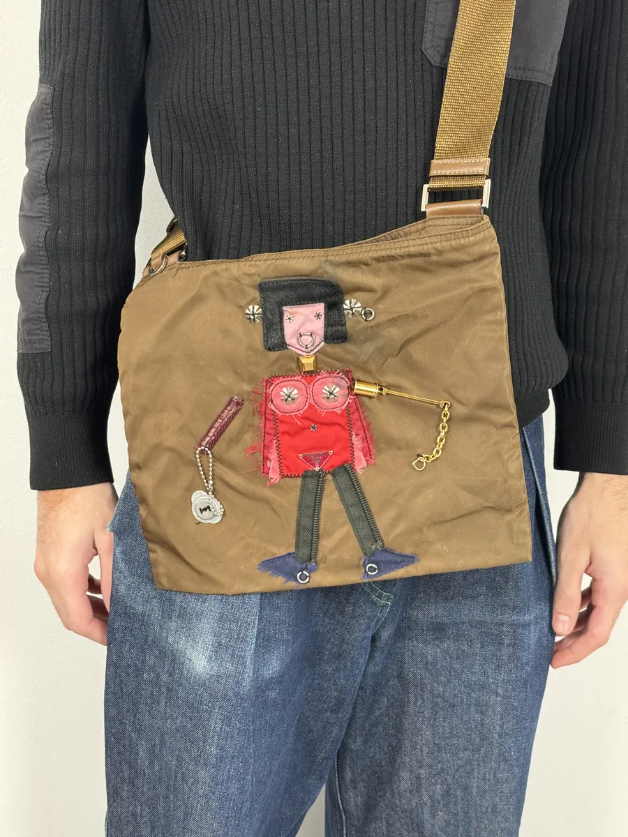AW2004 Prada Humanoid Brown Nylon Shoulder Bag - Image 3