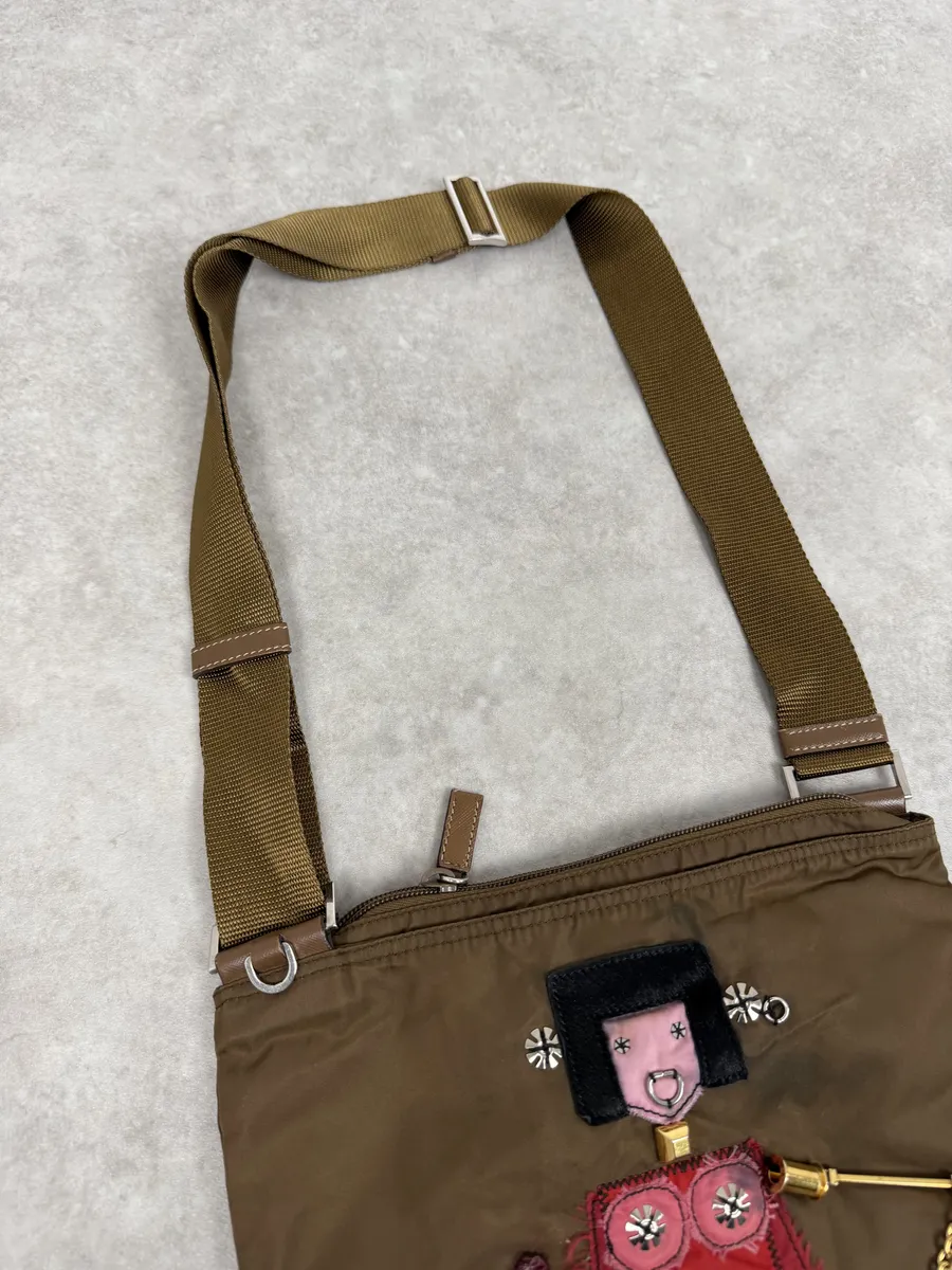 AW2004 Prada Humanoid Brown Nylon Shoulder Bag - Image 9
