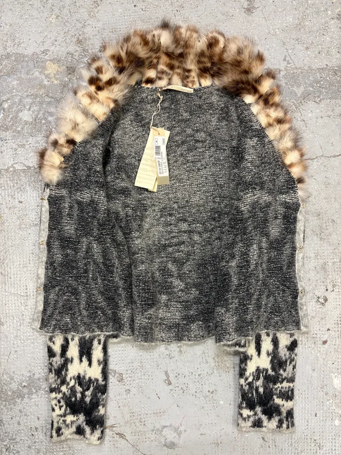 AW2004 Roberto Cavalli Fox Fur Leopard Mohair Cardigan - Image 6