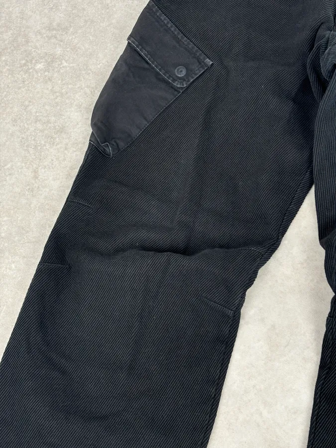 AW2005 Armani Black Corduroy Cargo Wide-Leg Pants - Image 10