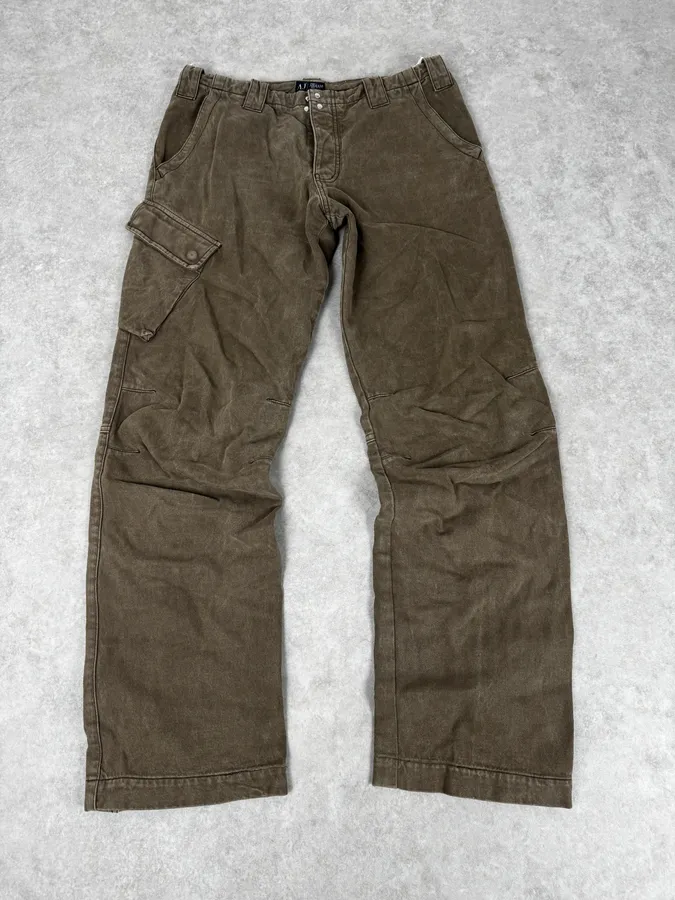 AW2005 Armani Green Multi-Pocket Military Cargo Pants - Image 4