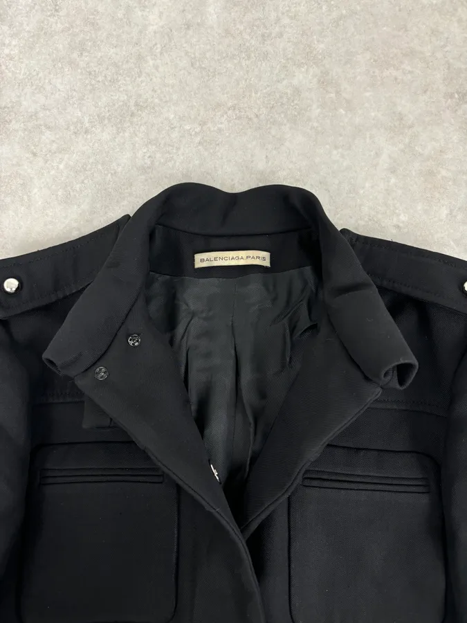 AW2005 Balenciaga Long Premium Wool Black Trench Coat - Image 8
