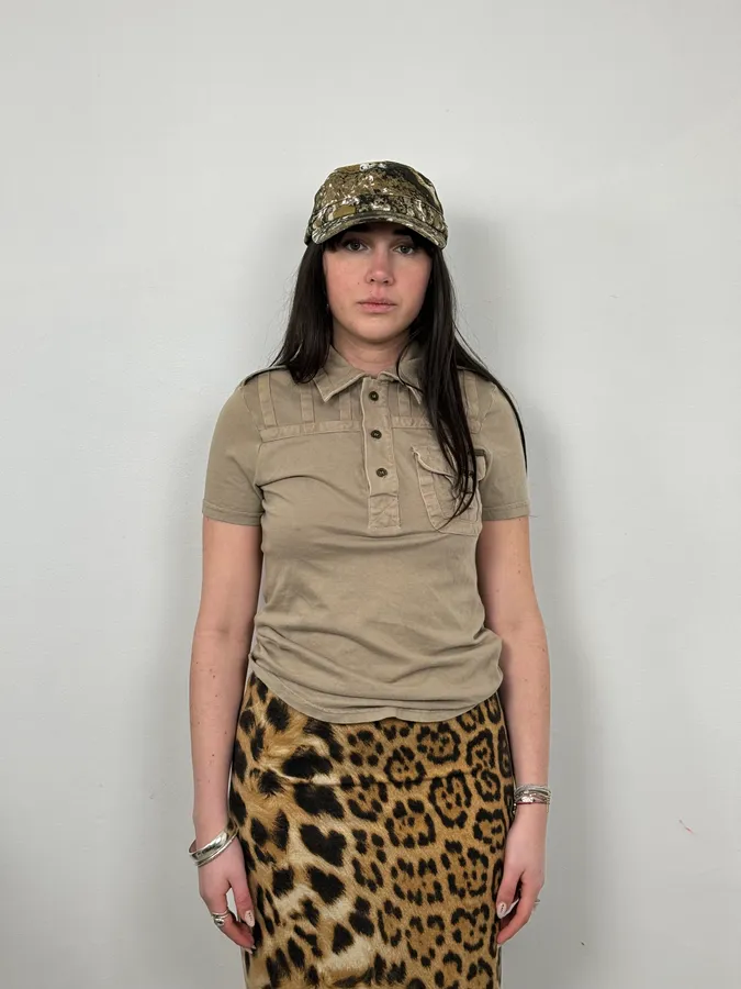 AW2005 Cavalli Beige Cargo Polo Shirt - Image 2
