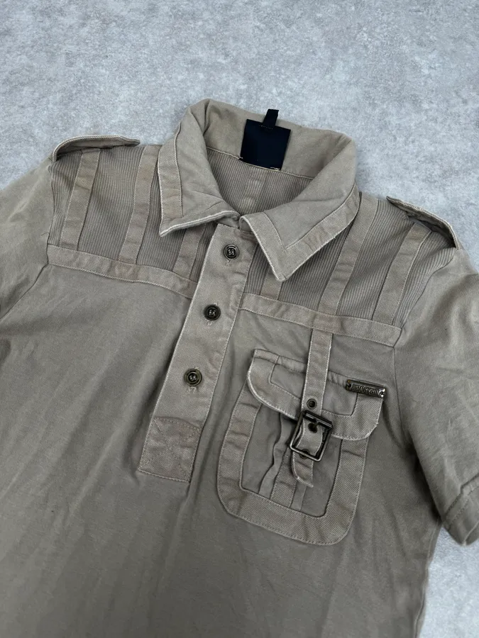 AW2005 Cavalli Beige Cargo Polo Shirt - Image 5
