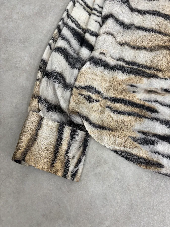 AW2005 Cavalli Beige & White Zebra Silk Shirt - Image 8
