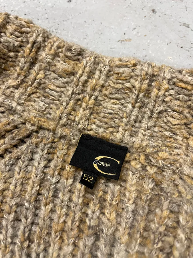 AW2005 Cavalli Beige Wool Zip-up Sweater - Image 9