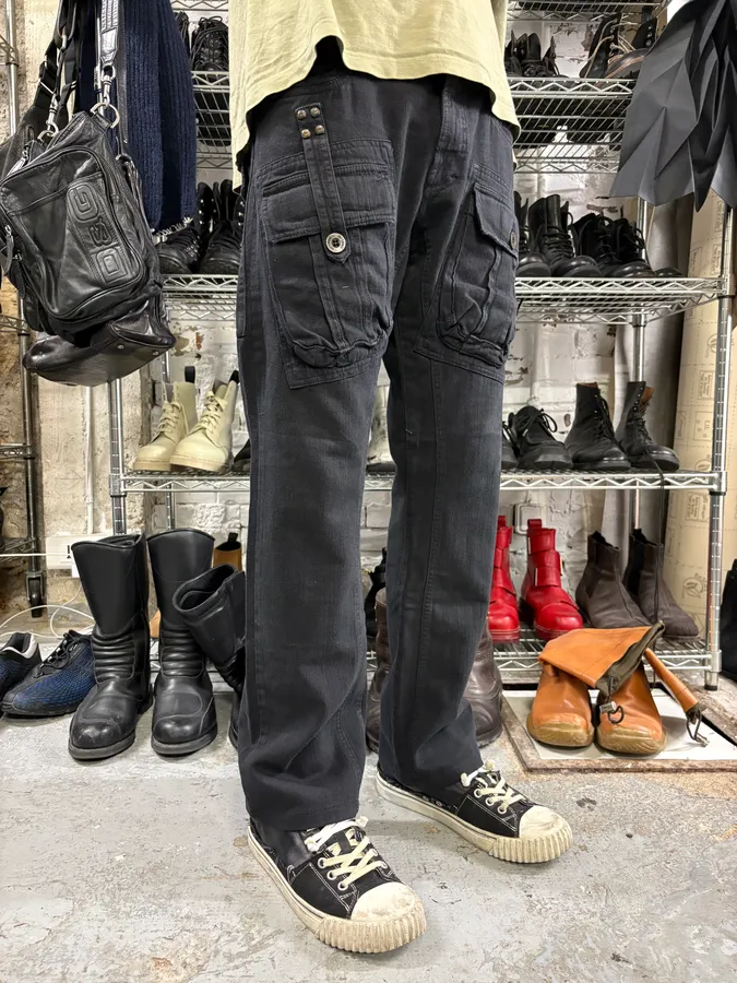 AW2005 Cavalli Black Cargo Pants - Image 3