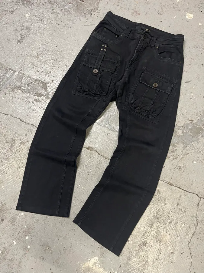 AW2005 Cavalli Black Cargo Pants - Image 5