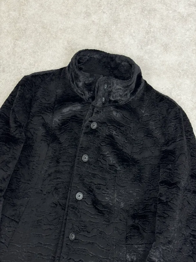 AW2005 Cavalli Black Fur Rebel Biker Buttoned Jacket - Image 6