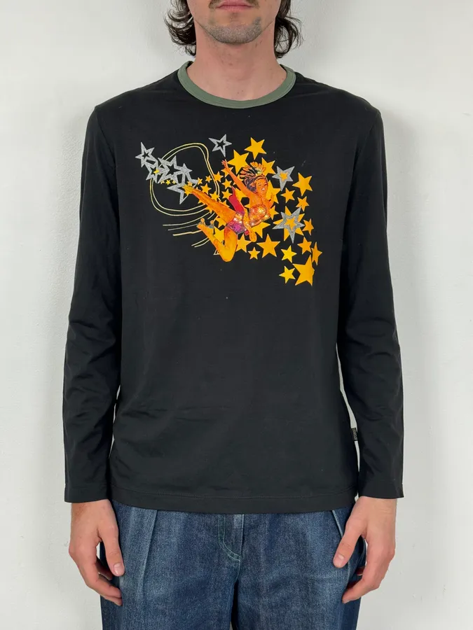 AW2005 Cavalli Black Star Longsleeve T-Shirt - Image 2