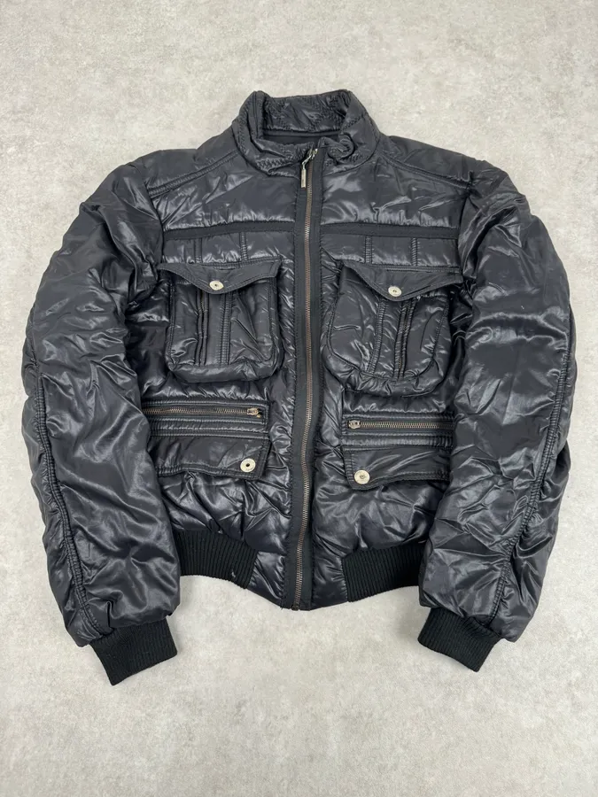AW2005 Cavalli Black Utility Cargo British Puffer Jacket - Image 4
