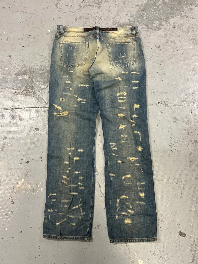 AW2005 Cavalli Blue Distressed Denim Jeans - Image 7