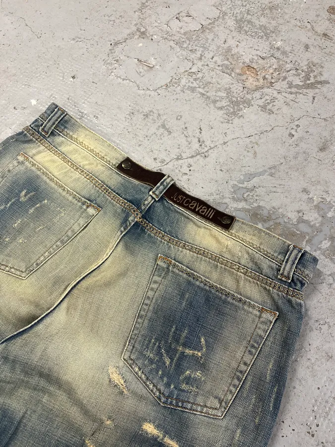 AW2005 Cavalli Blue Distressed Denim Jeans - Image 8