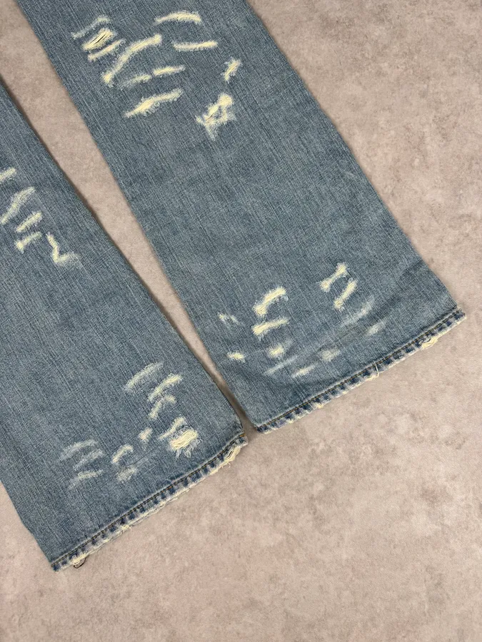 AW2005 Cavalli Blue Distressed Studded Denim Jeans - Image 10