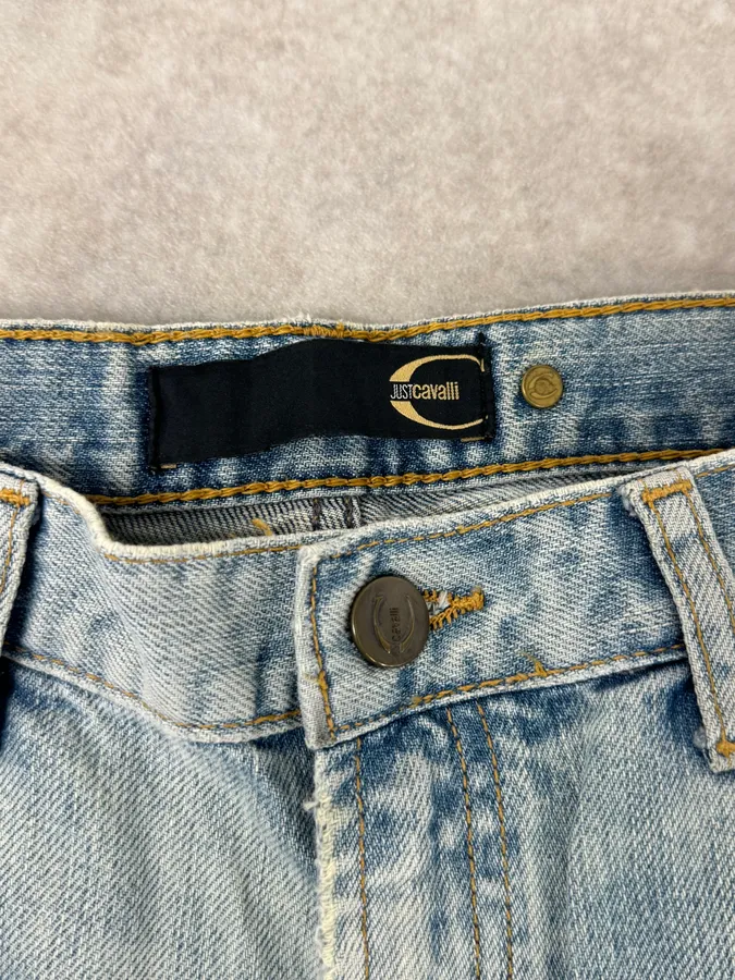 AW2005 Cavalli Blue Distressed Studded Denim Jeans - Image 12