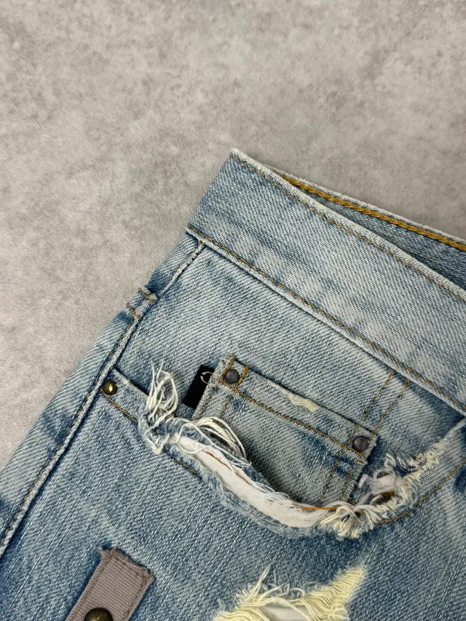 AW2005 Cavalli Blue Distressed Studded Denim Jeans - Image 13