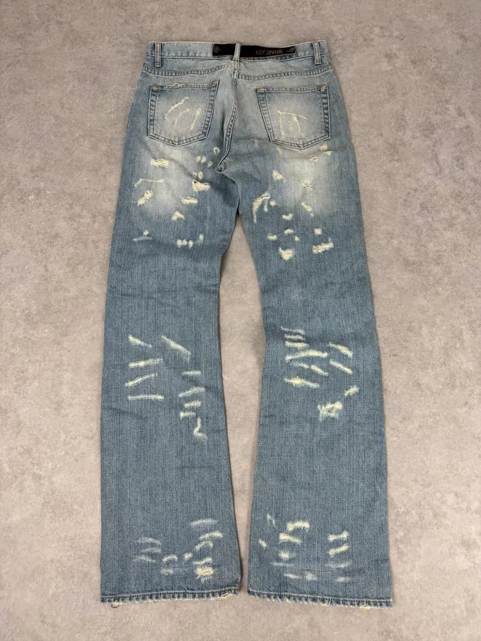 AW2005 Cavalli Blue Distressed Studded Denim Jeans - Image 8