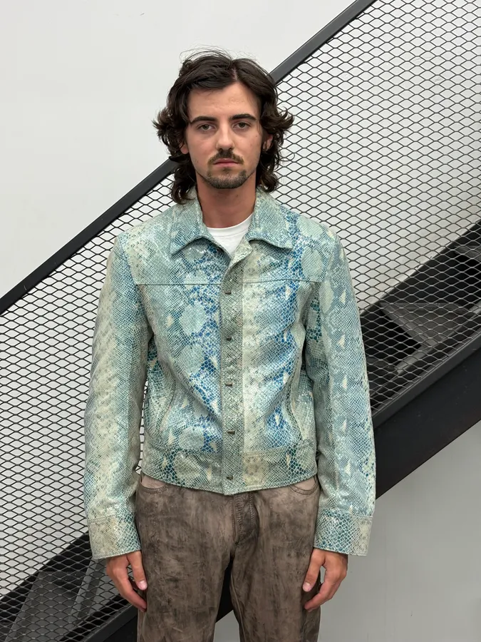 AW2005 Cavalli Blue Python Effect Leather Jacket - Image 2