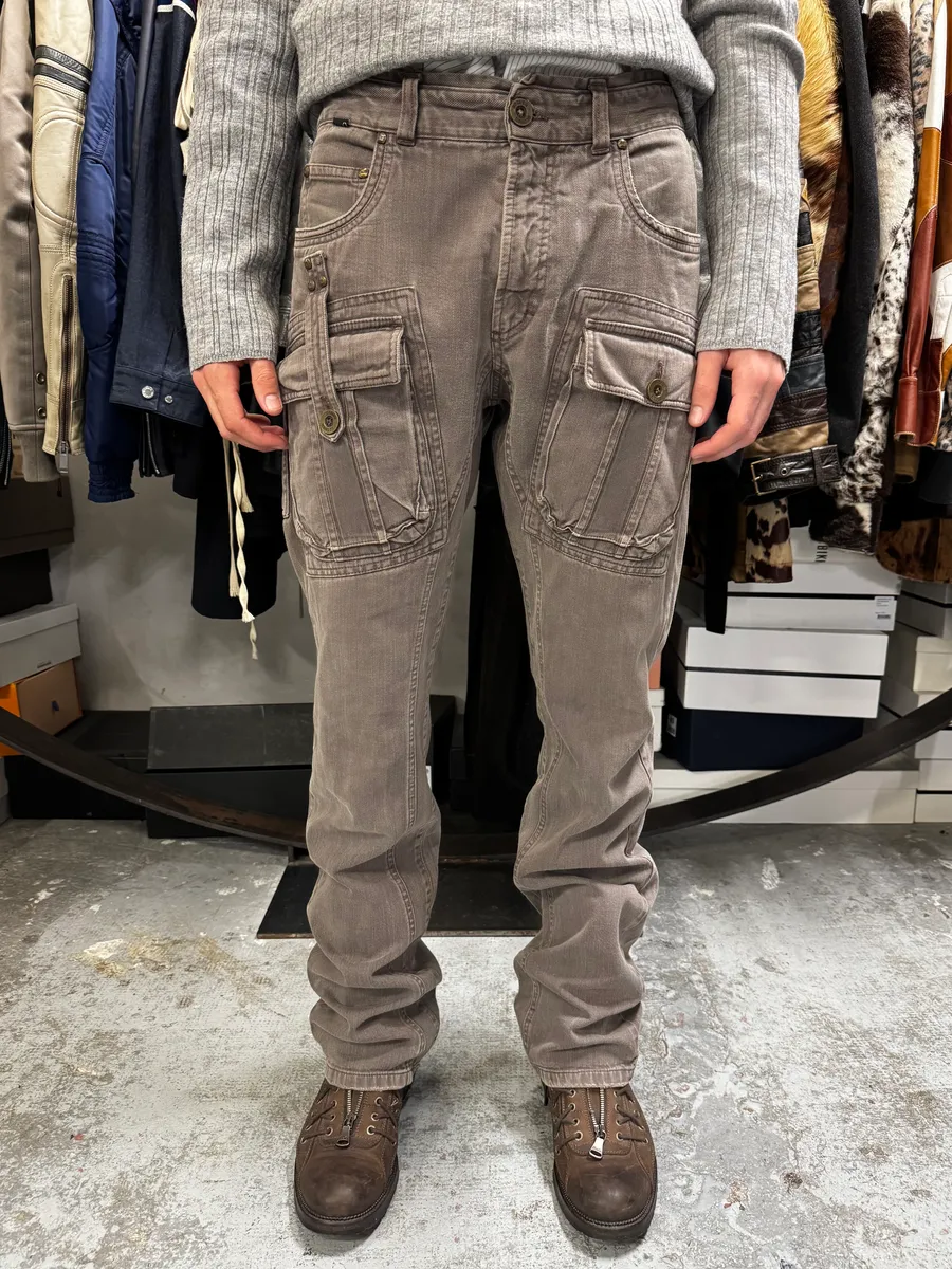 AW2005 Cavalli Brown Multi Pockets Cargo Pants - Image 2