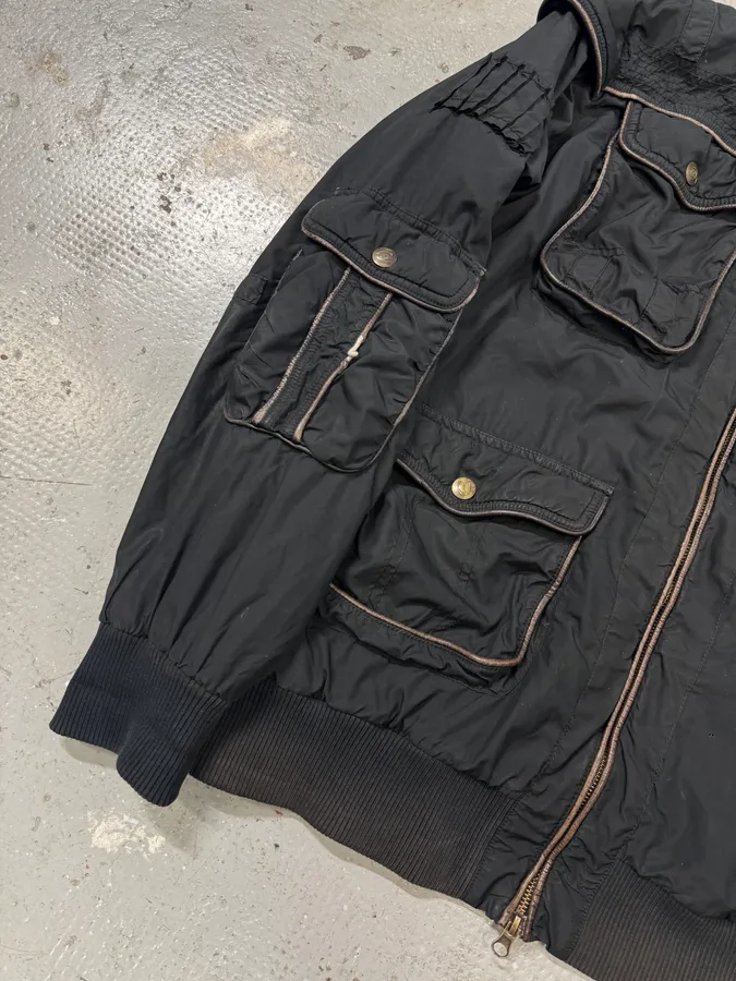 AW2005 Cavalli Cargo Gun Black Utility Bomber Jacket - Image 4