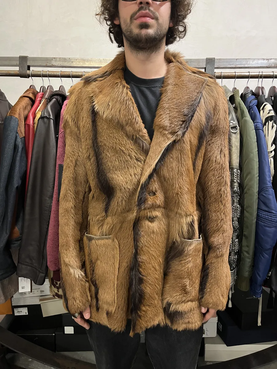 AW2005 Cavalli Fur Leather Premium Camel Jacket - Image 3