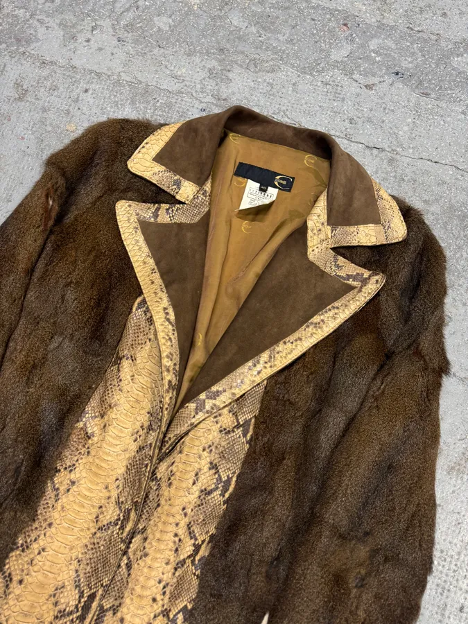 AW2005 Cavalli Fur Python Leather Jacket - Image 4