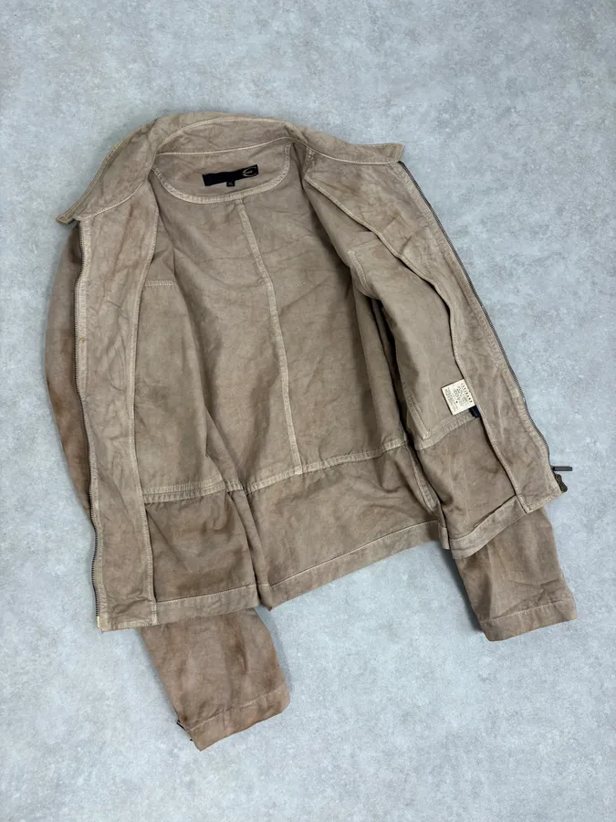 AW2005 Cavalli Light Beige Eroded Multi Zip Jacket - Image 7