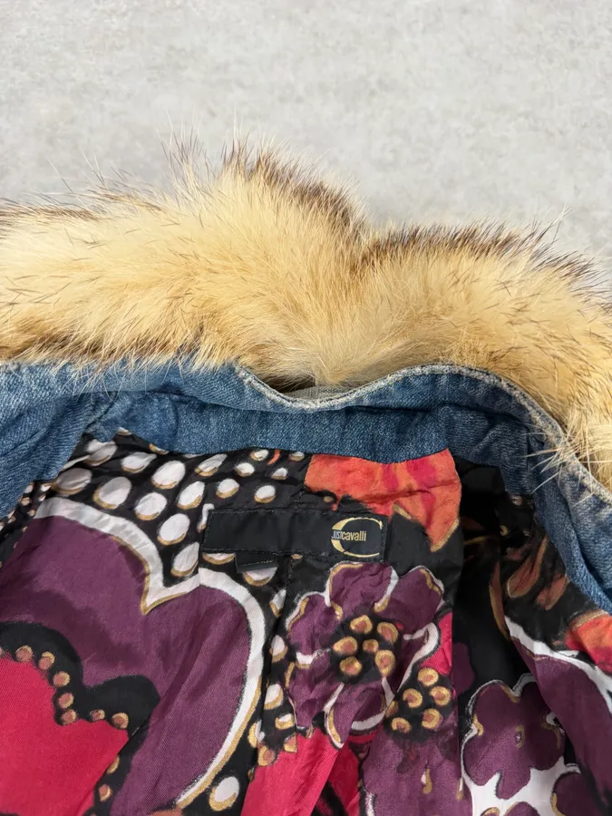 AW2005 Cavalli Napolean Fur Denim Jacket - Image 10