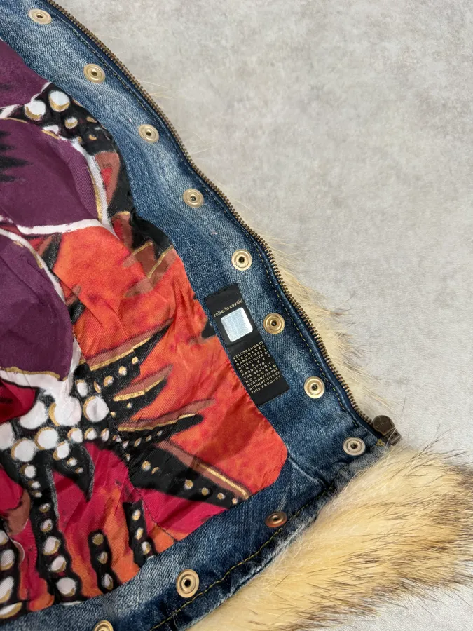 AW2005 Cavalli Napolean Fur Denim Jacket - Image 11
