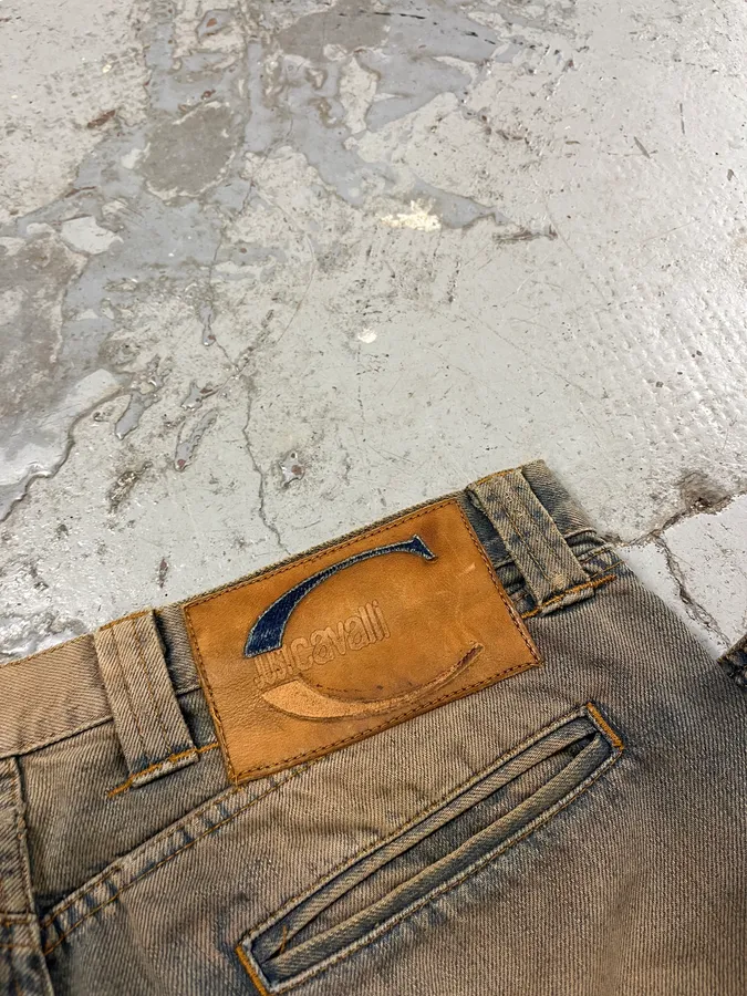 AW2005 Cavalli Orange Faded Blue Denim Jeans - Image 11