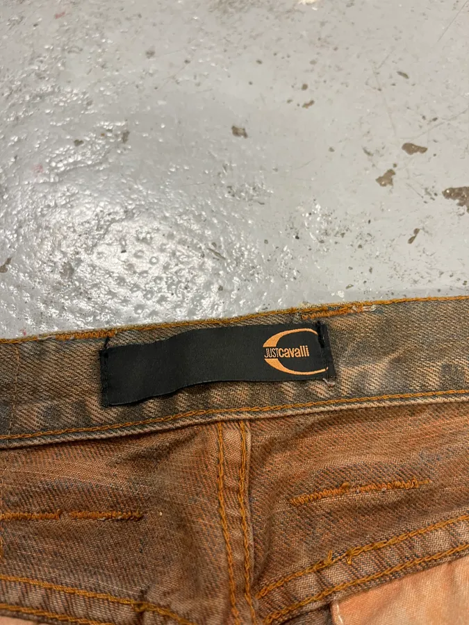AW2005 Cavalli Orange Faded Blue Denim Jeans - Image 13
