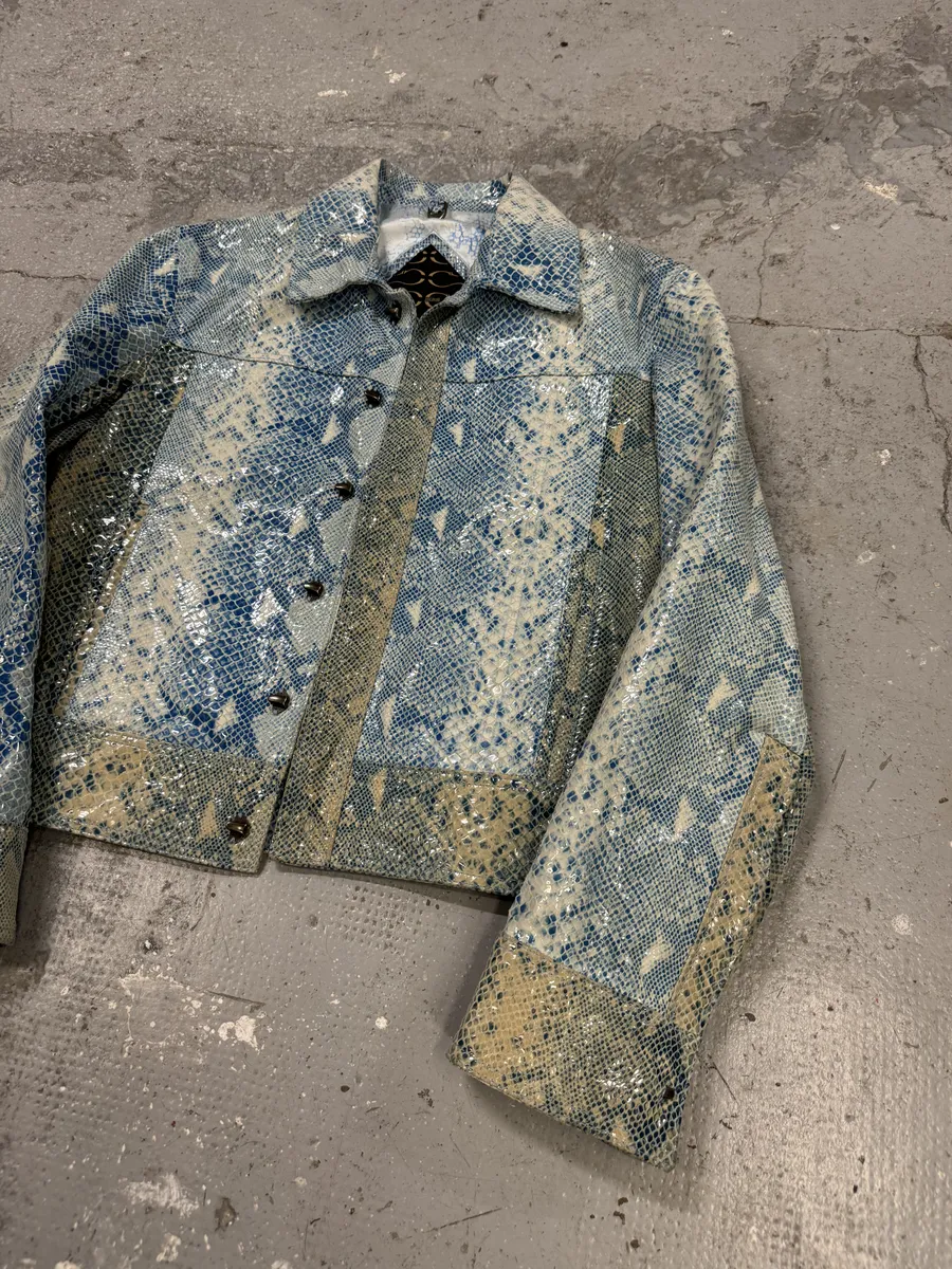 AW2005 Cavalli Python Scales Effect Satin Leather Jacket - Image 13