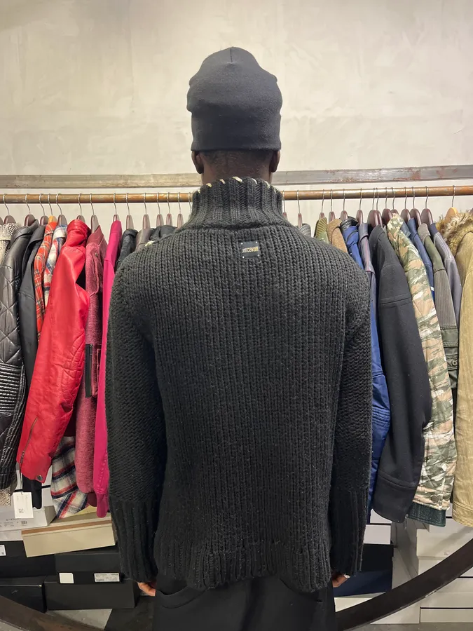 AW2005 Cavalli Quarter Zip Black Wool Sweater - Image 5