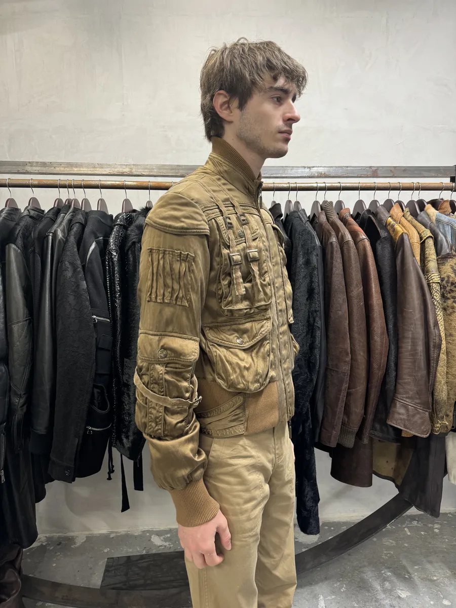 AW2005 Cavalli Silk Bondage Soldier Cargo Gun Bomber Jacket - Image 7