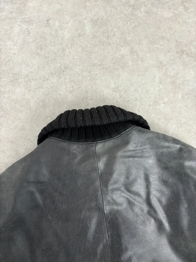 AW2005 Daniele Alessandrini Black Eroded Buttoned Leather Jacket - Image 6