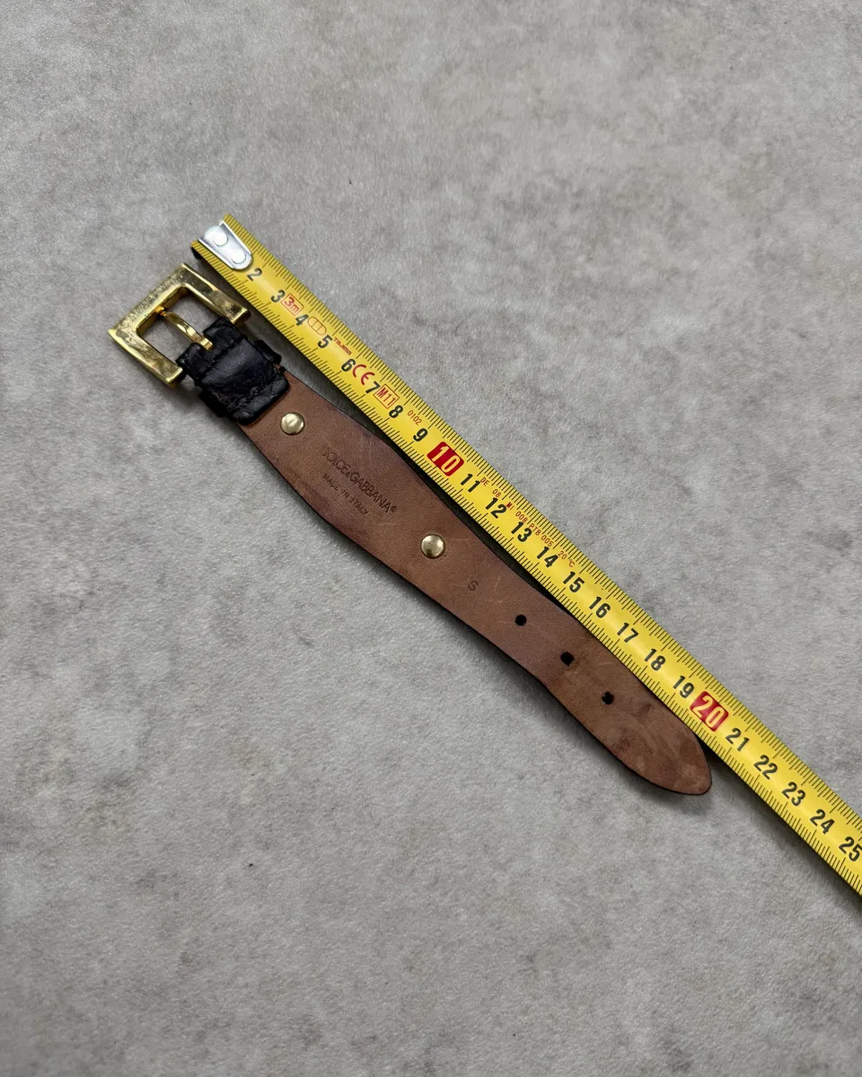 AW2005 Dolce & Gabbana Black Leather Gold DG Logo Bracelet - Image 9