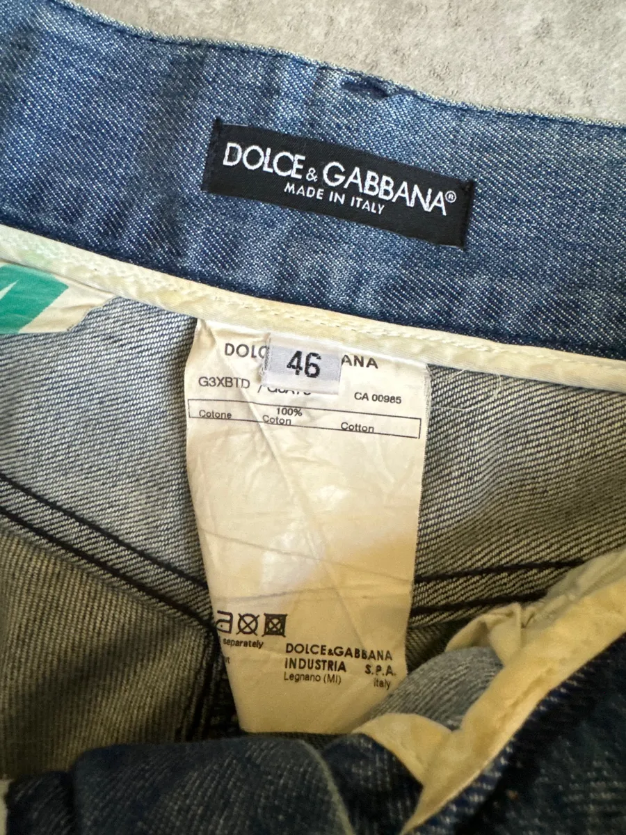 AW2005 Dolce & Gabbana Blue Denim Faded Painted Jeans - Image 6