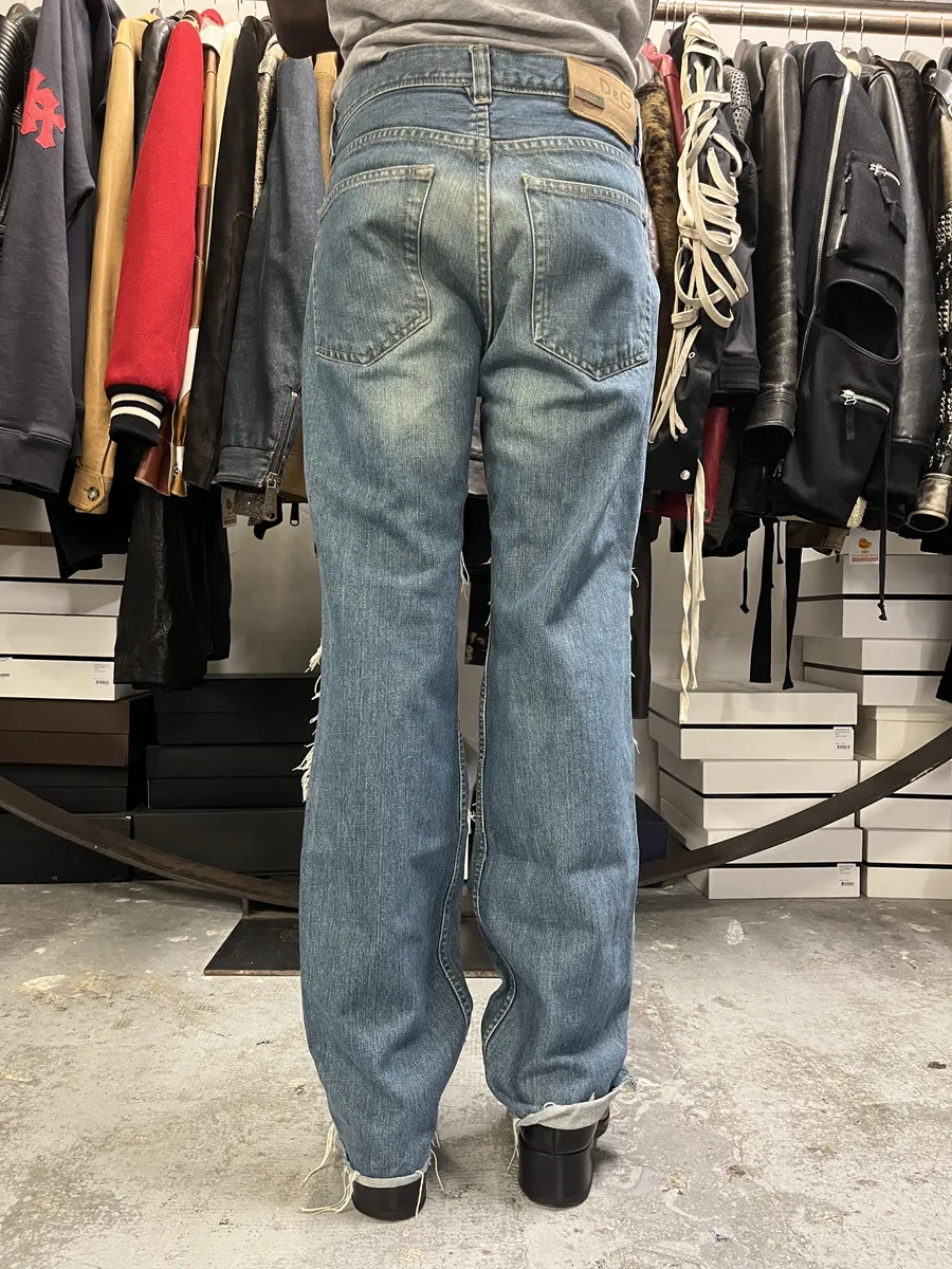 AW2005 Dolce & Gabbana Blue Distressed Poem Denim Jeans - Image 2