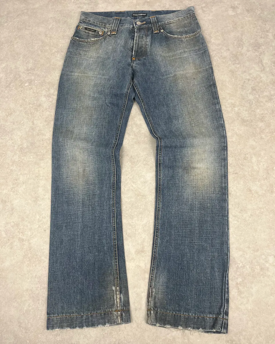 AW2005 Dolce & Gabbana Blue Faded Denim Jeans - Image 4
