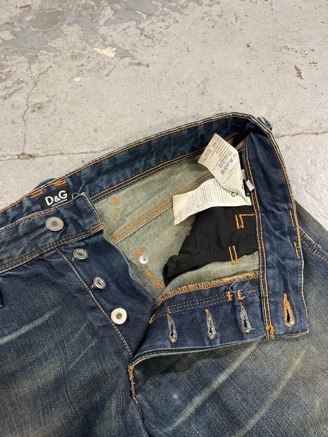 AW2005 Dolce & Gabbana Blue Faded Denim Jeans - Image 10