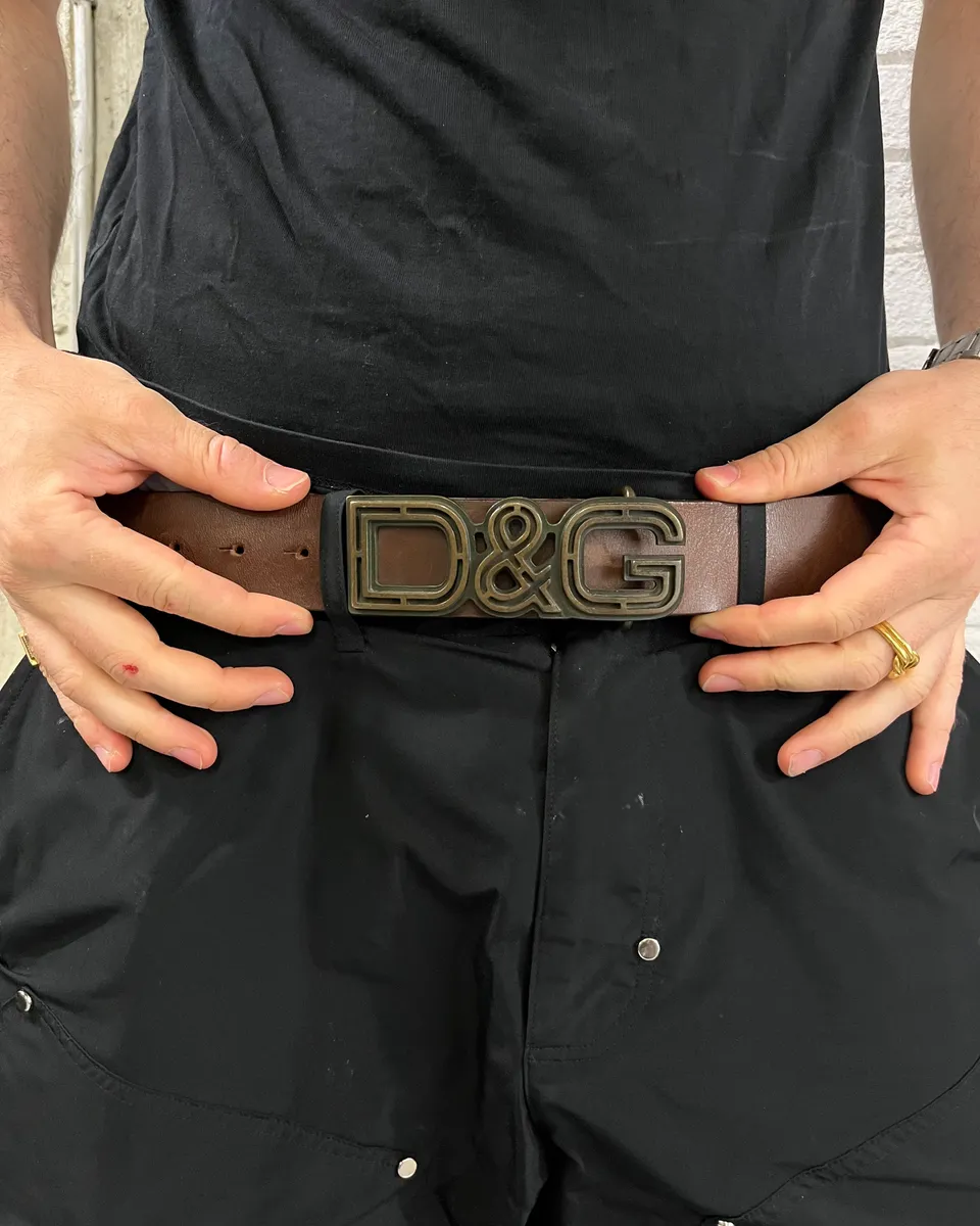 AW2005 Dolce & Gabbana Brown Leather Logo Belt - Image 2