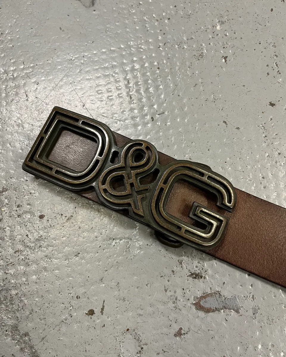 AW2005 Dolce & Gabbana Brown Leather Logo Belt - Image 7