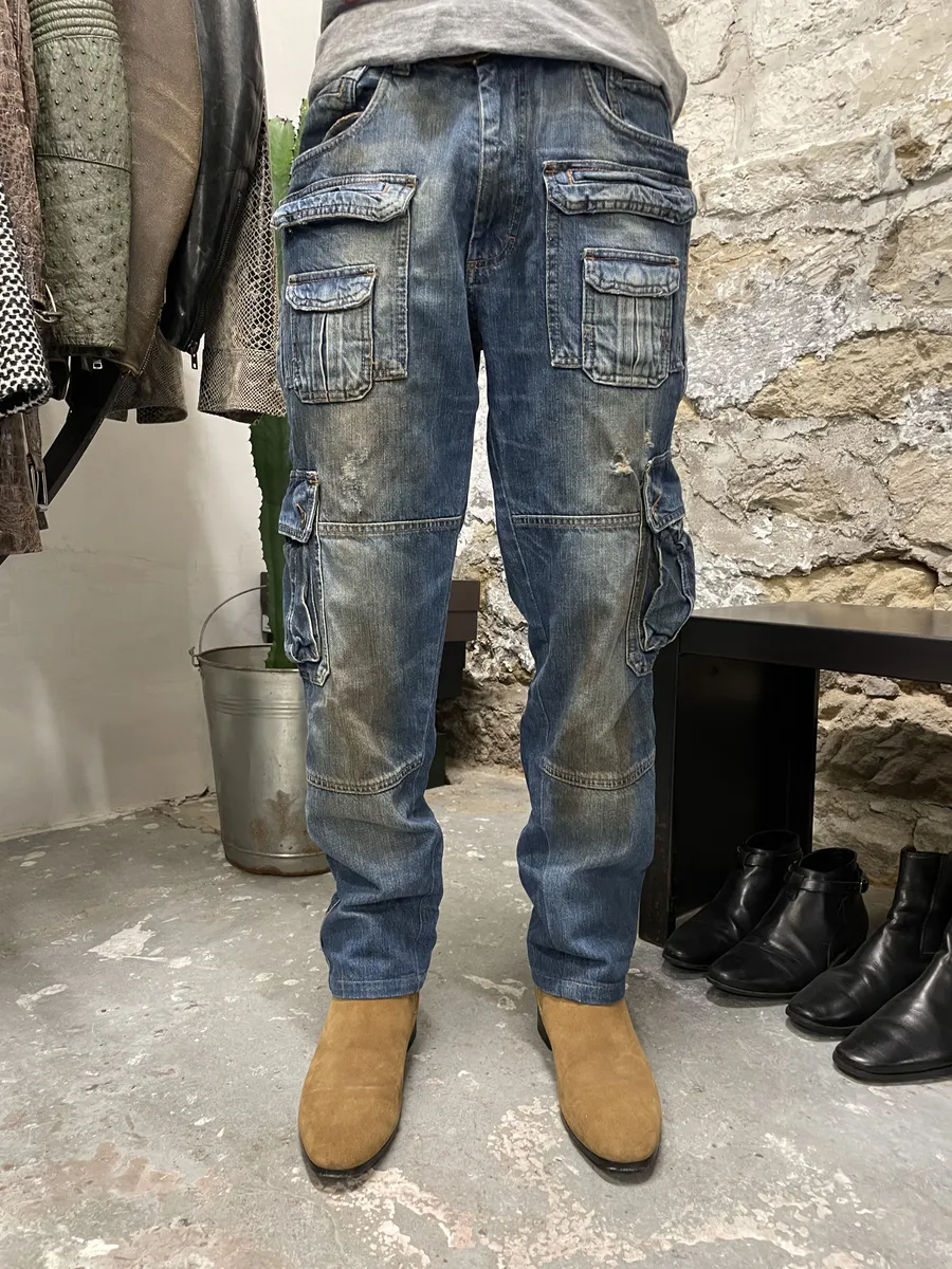 AW2005 Dolce & Gabbana Destroyed Cargo Denim Jeans