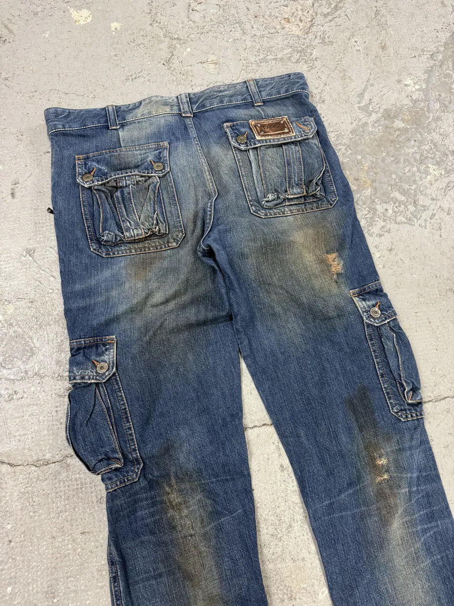 AW2005 Dolce & Gabbana Destroyed Cargo Denim Jeans - Image 12